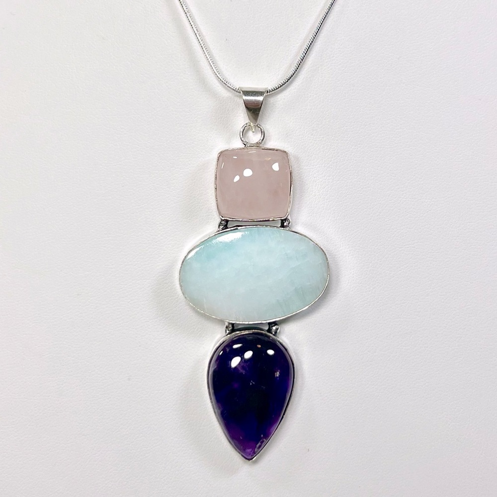 XL Hemimorphite Multi Stone 925 Gemstone Pendant